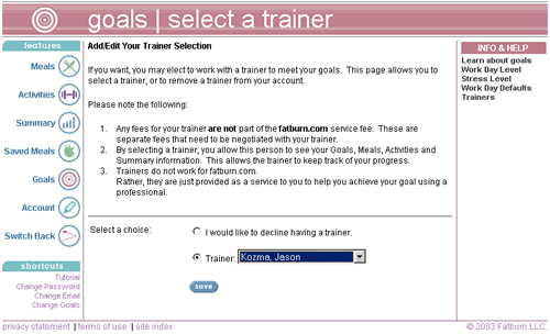 Clients using our weight loss program can chose you on the Goals page.  You get instantly emailed when a client chooses you.